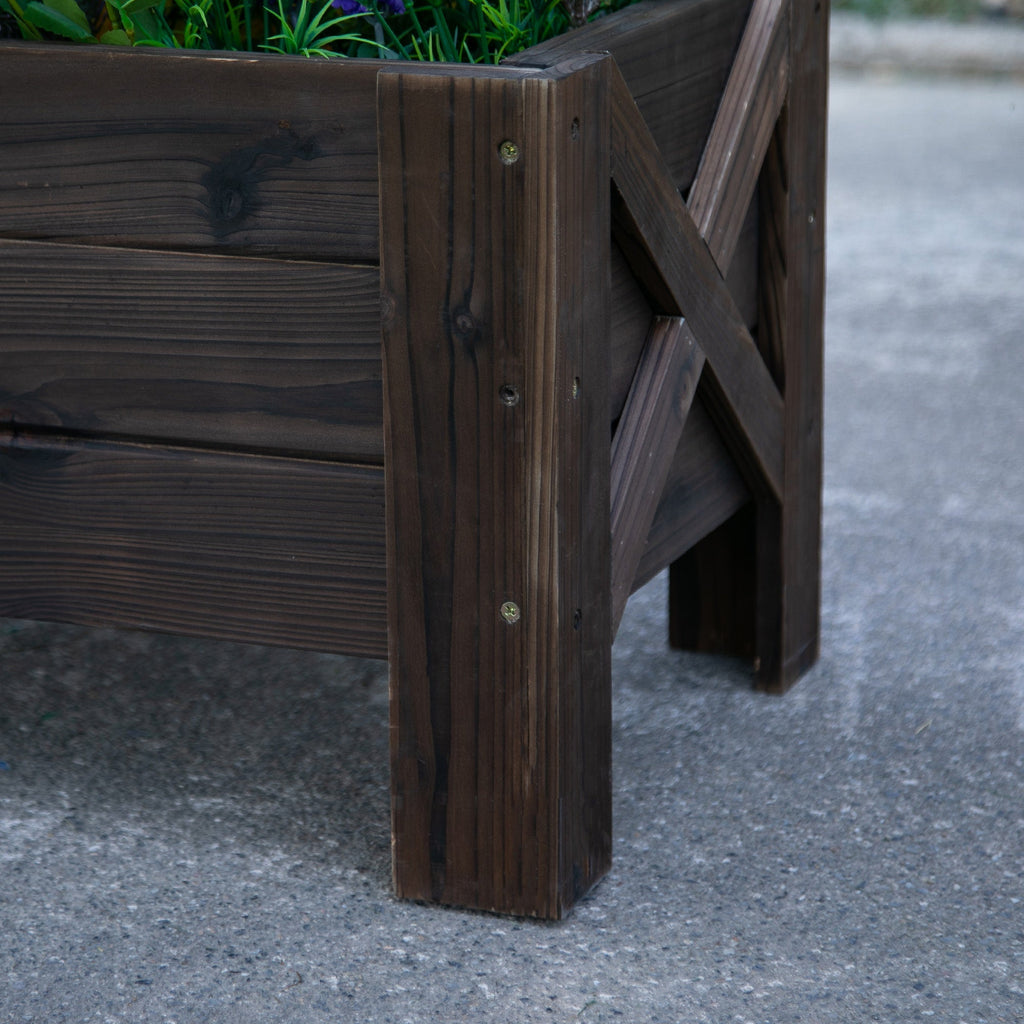 EASYCOMFORT Raised Garden Bed and Rectangular Outdoor Planter, 100x36.5x36cm