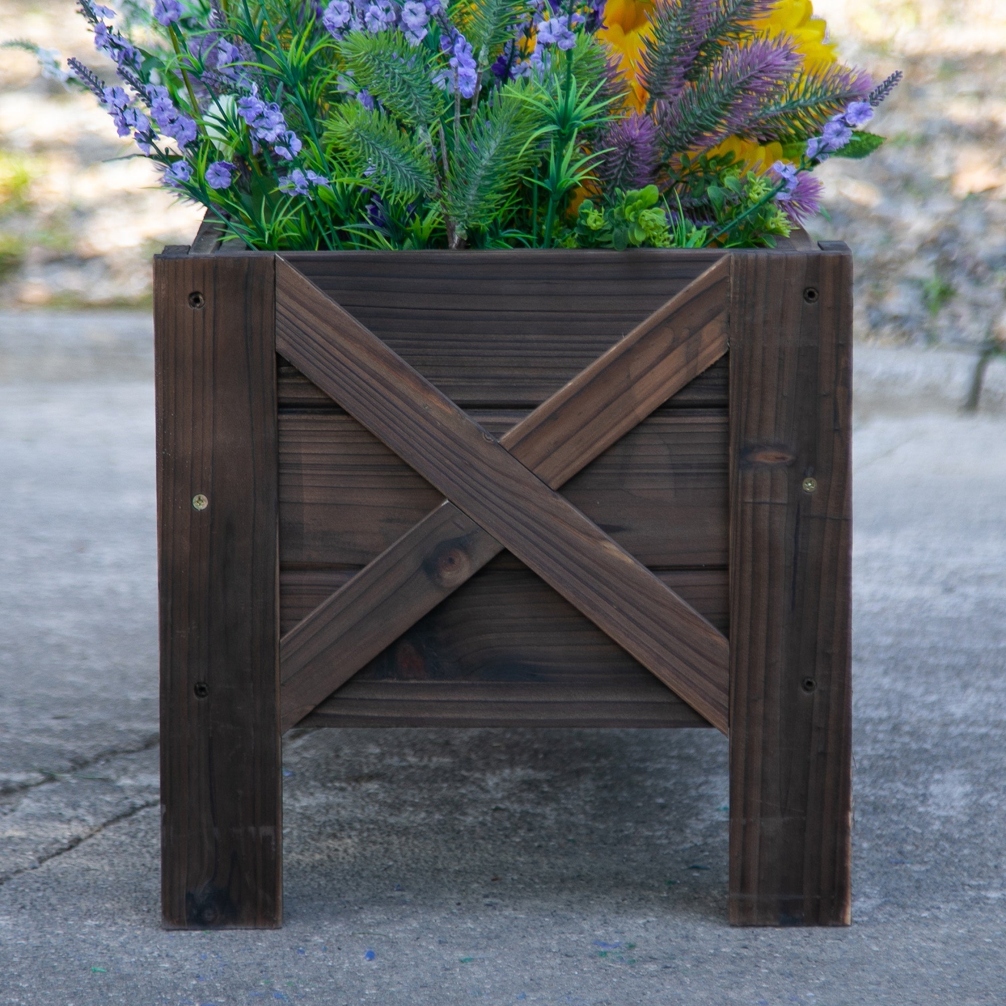 EASYCOMFORT Raised Garden Bed and Rectangular Outdoor Planter, 100x36.5x36cm