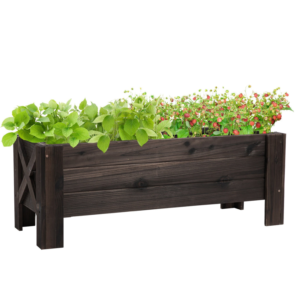 EASYCOMFORT Raised Garden Bed and Rectangular Outdoor Planter, 100x36.5x36cm