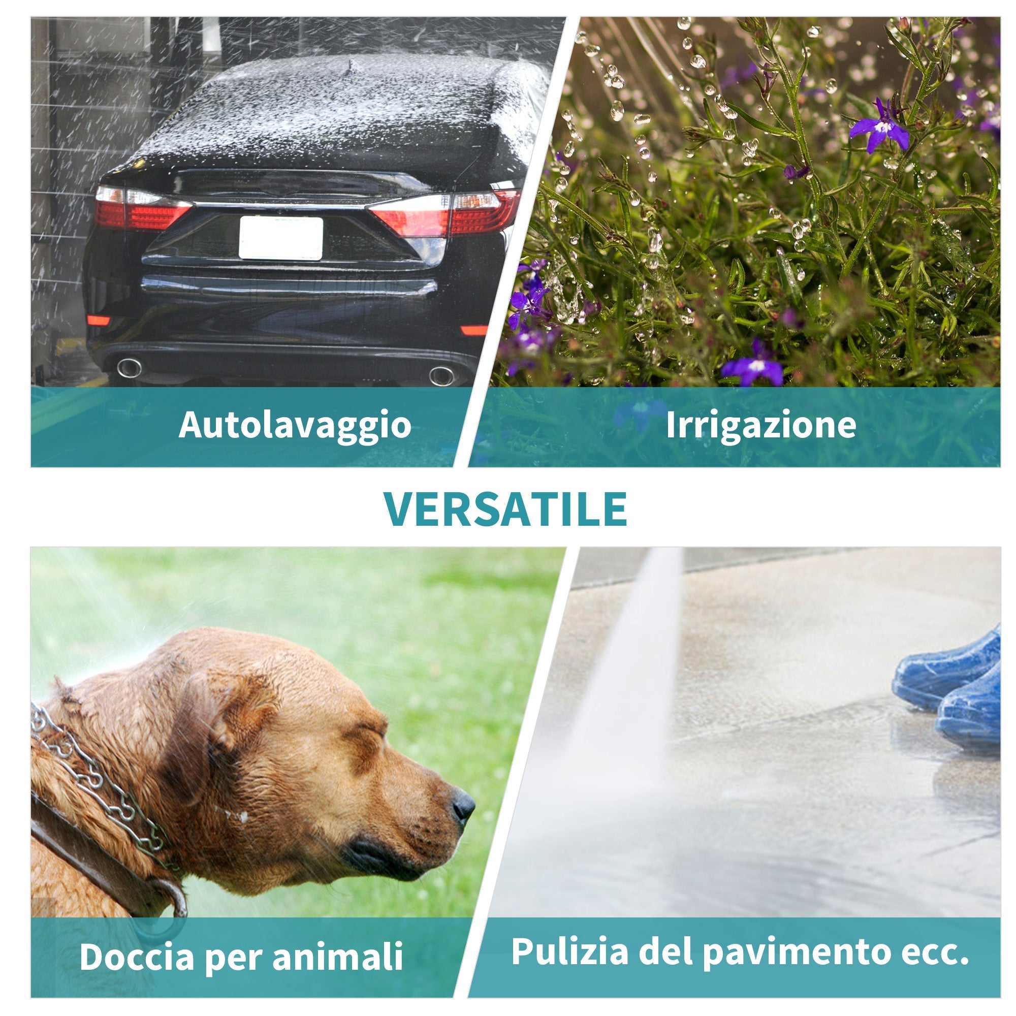 EASYCOMFORT Automatic muurhaspel 180° met 15 m slang en multifunctionele sproeikop