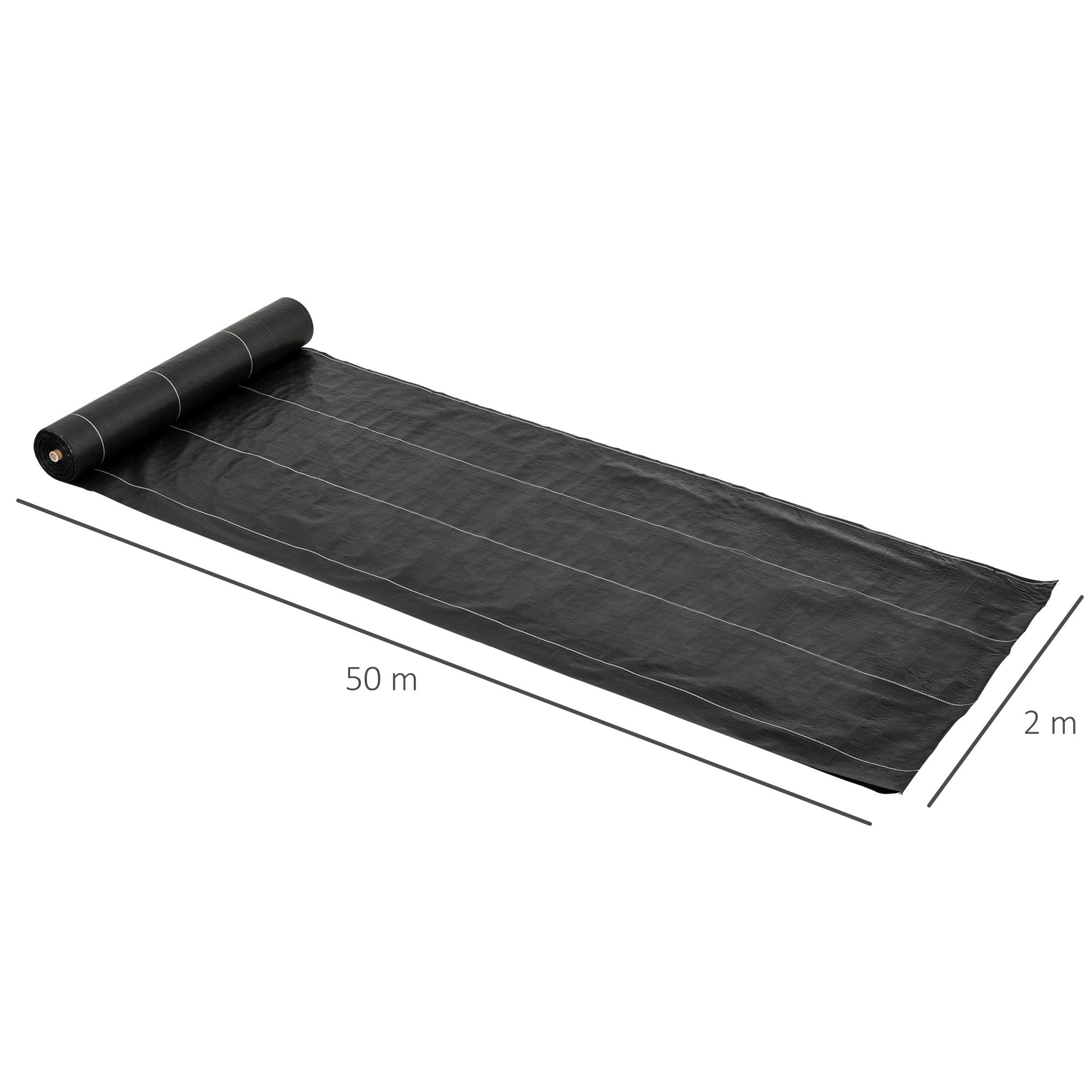 EASYCOMFORT Black Mulch Sheet 50x2m for Vegetable Garden, Greenhouse, Draining and Breathable Garden with Checkering