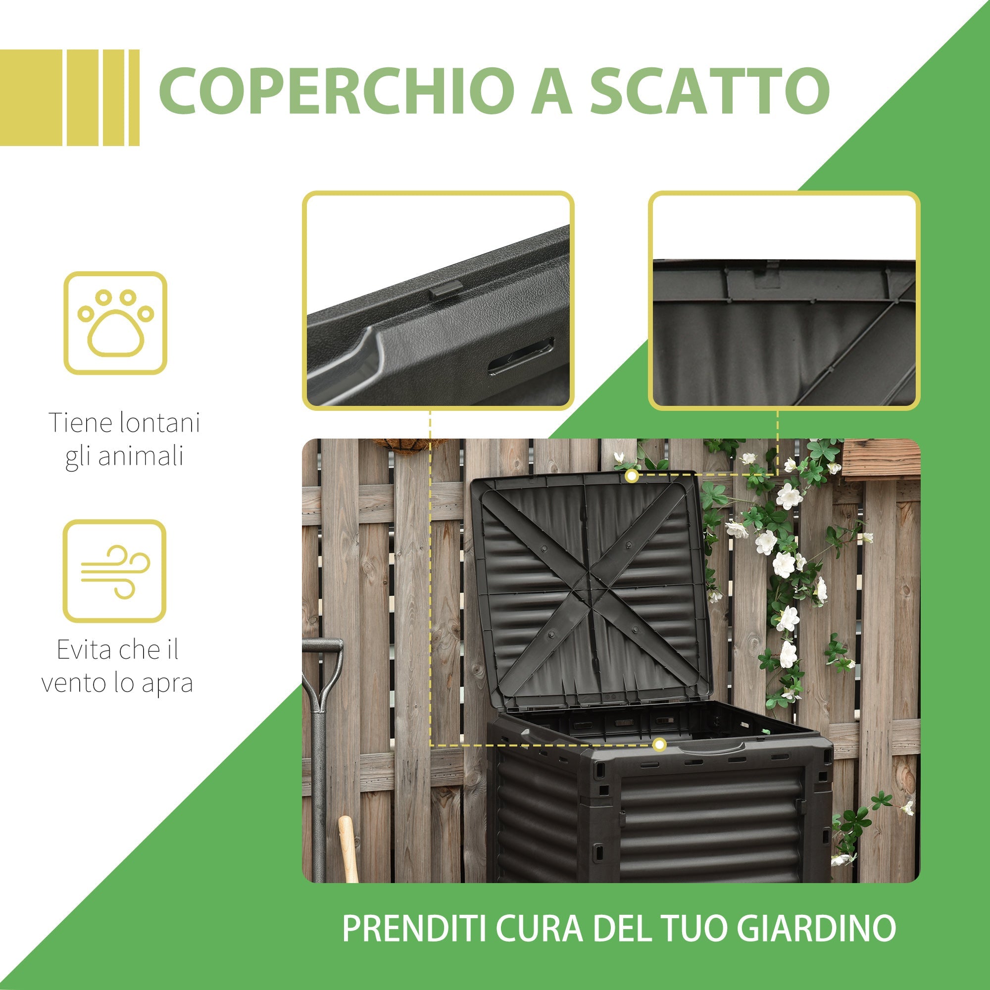 Easycomfort compostbak 300 L met klikdeksel