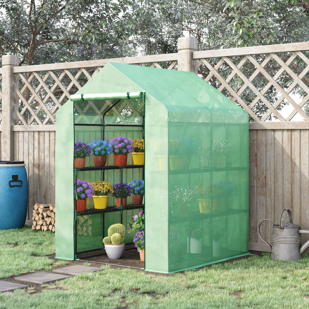 EasyComfort Tuinserre met schappen, 143x138x190 cm, groen