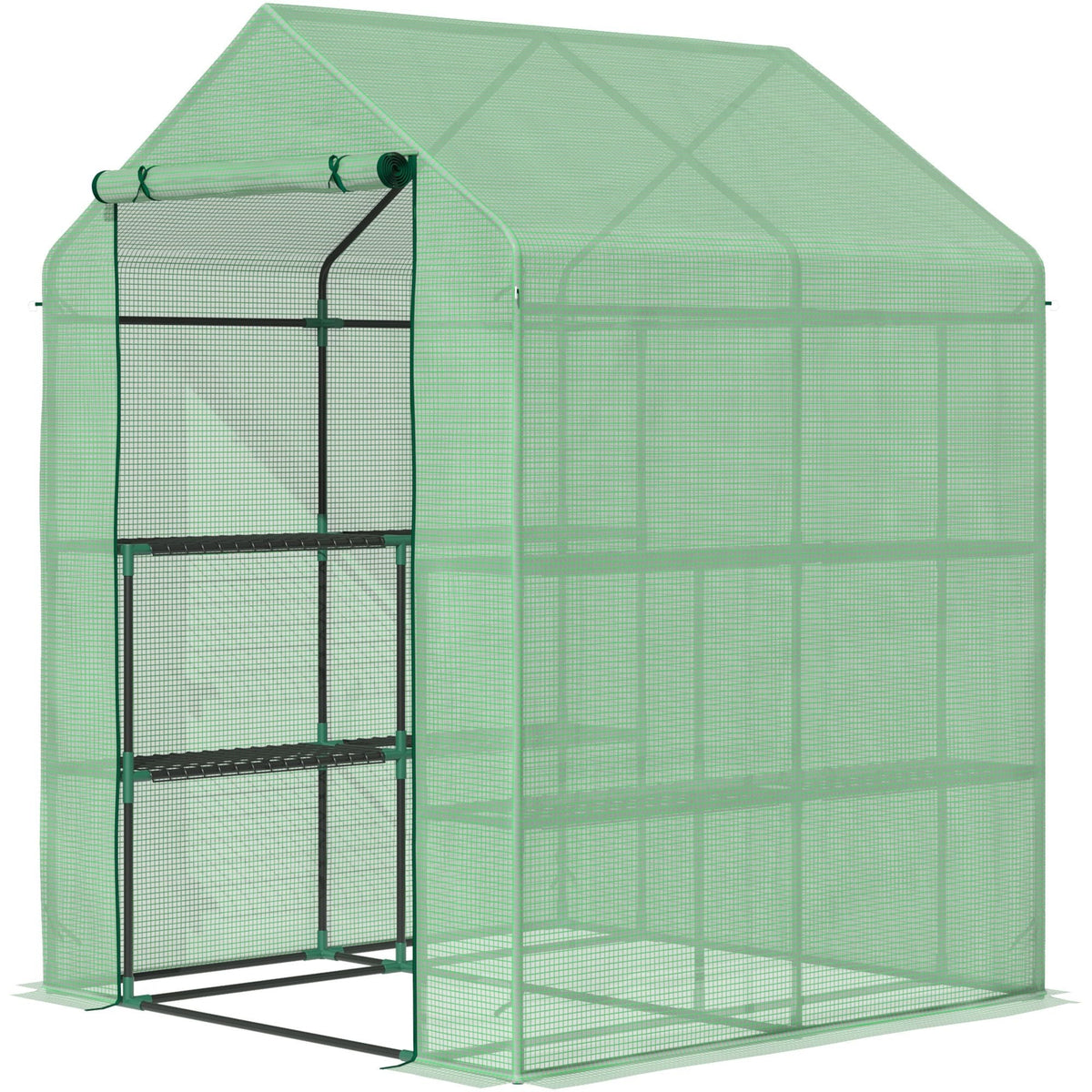 EasyComfort Tuinserre met schappen 143x138x190 cm groen