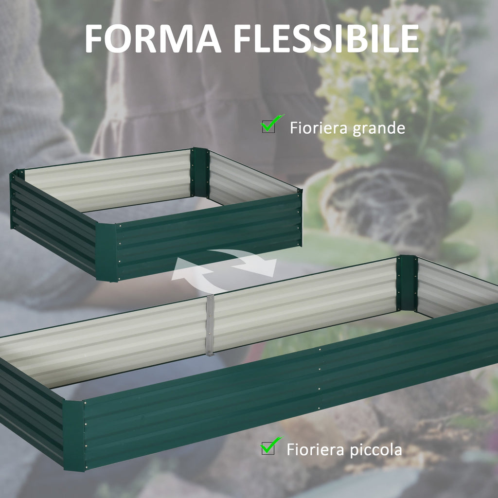 EASYCOMFORT Outdoor Metal Raised Garden Bed, Plant Rack for Flowers and Herbs, 241x90.5x30cm