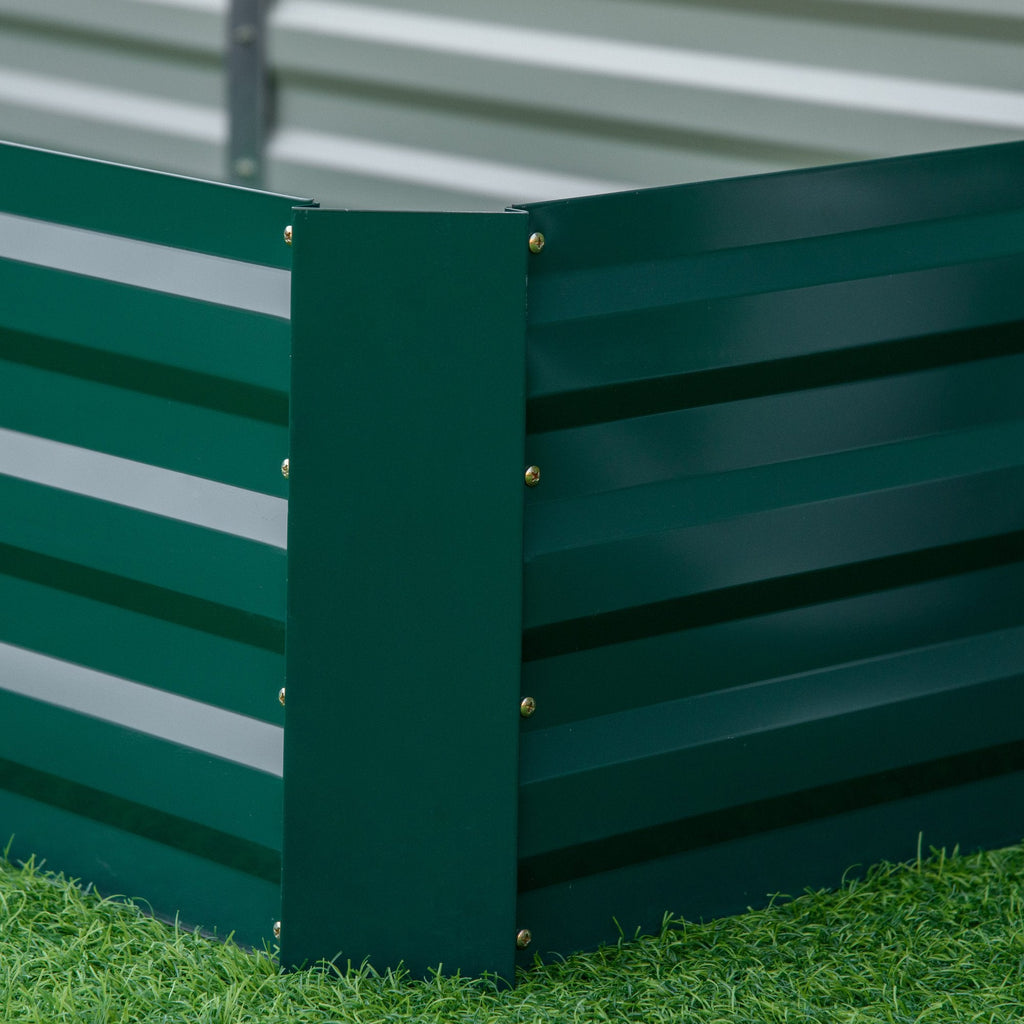 EASYCOMFORT Outdoor Metal Raised Garden Bed, Plant Rack for Flowers and Herbs, 241x90.5x30cm