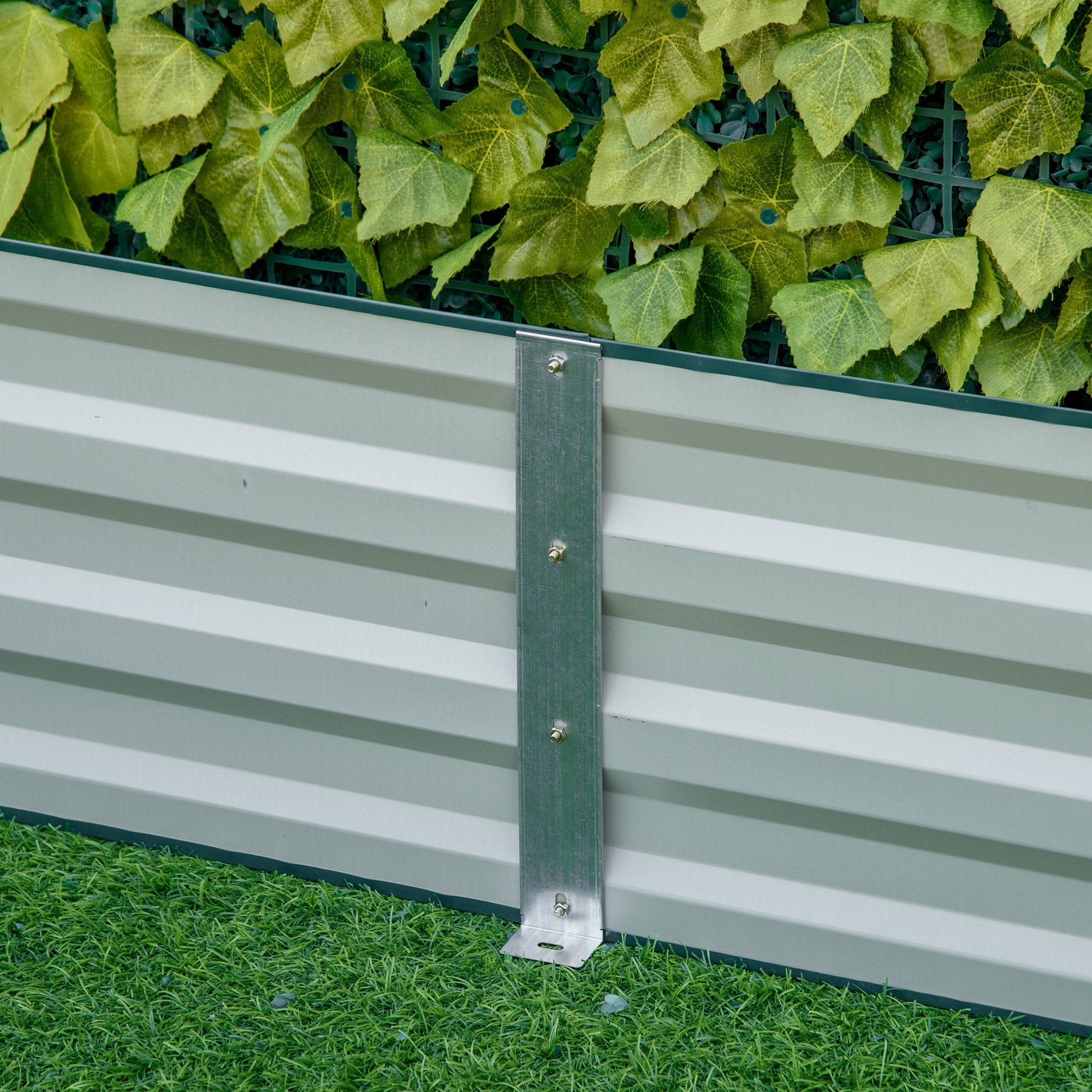 EASYCOMFORT Outdoor Metal Raised Garden Bed, Plant Rack for Flowers and Herbs, 241x90.5x30cm