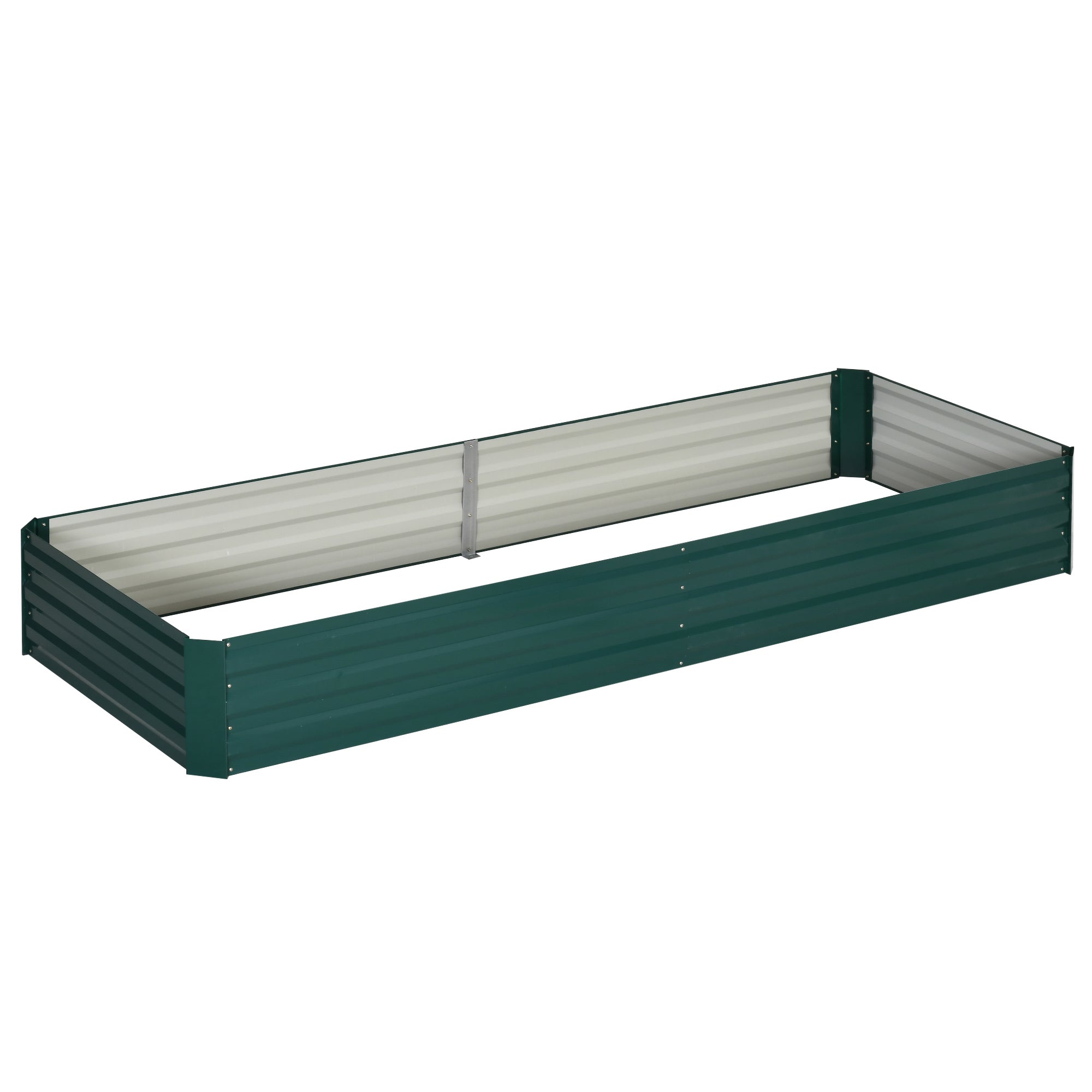 EASYCOMFORT Outdoor Metal Raised Garden Bed, Plant Rack for Flowers and Herbs, 241x90.5x30cm