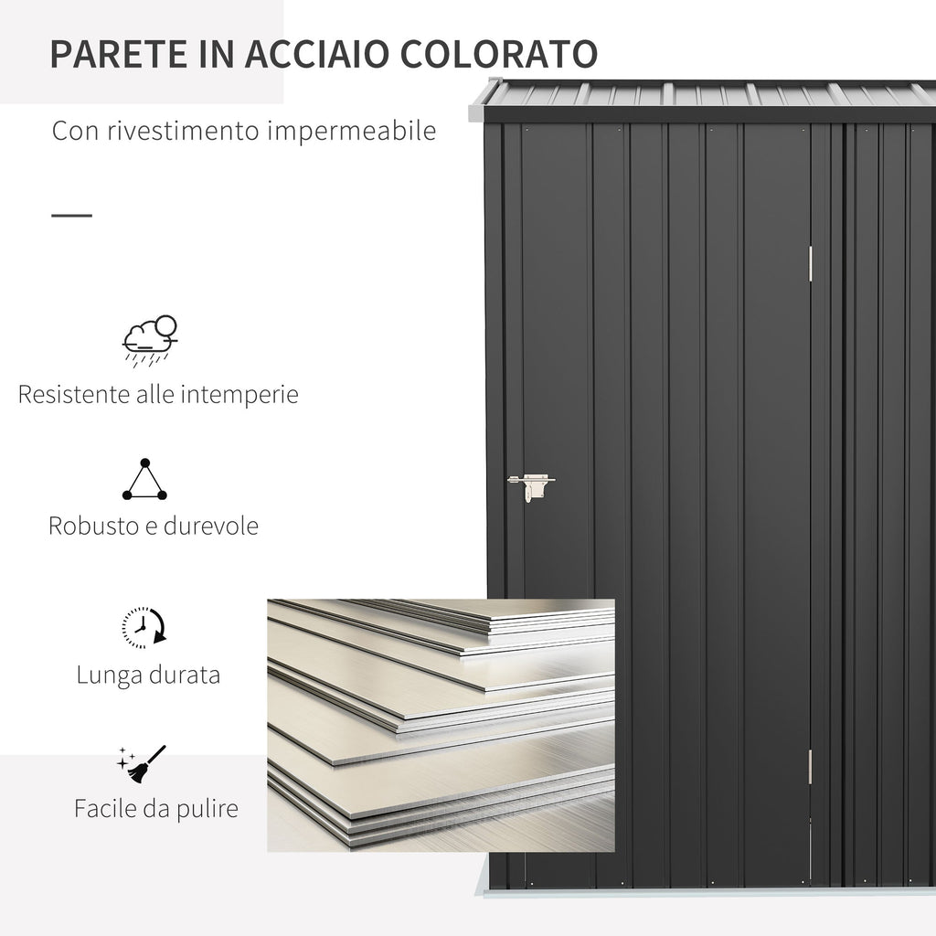 Easycomfort Casetta da Giardino Porta Utensili in Lamiera Acciaio with Serratura, 161.5x94.5x196cm, black