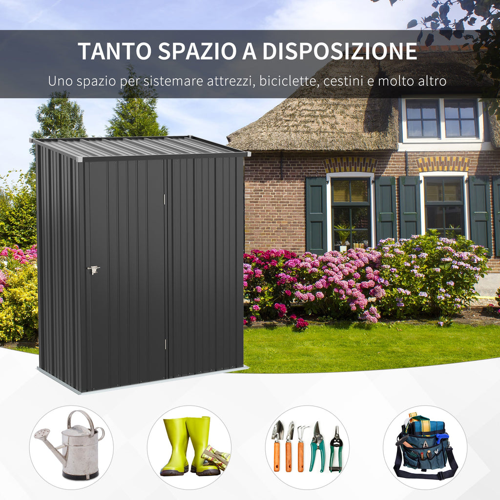 Easycomfort Casetta da Giardino Porta Utensili in Lamiera Acciaio with Serratura, 161.5x94.5x196cm, black