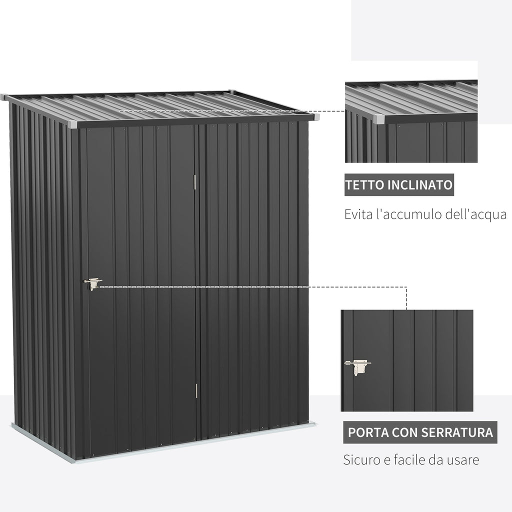 Easycomfort Casetta da Giardino Porta Utensili in Lamiera Acciaio with Serratura, 161.5x94.5x196cm, black