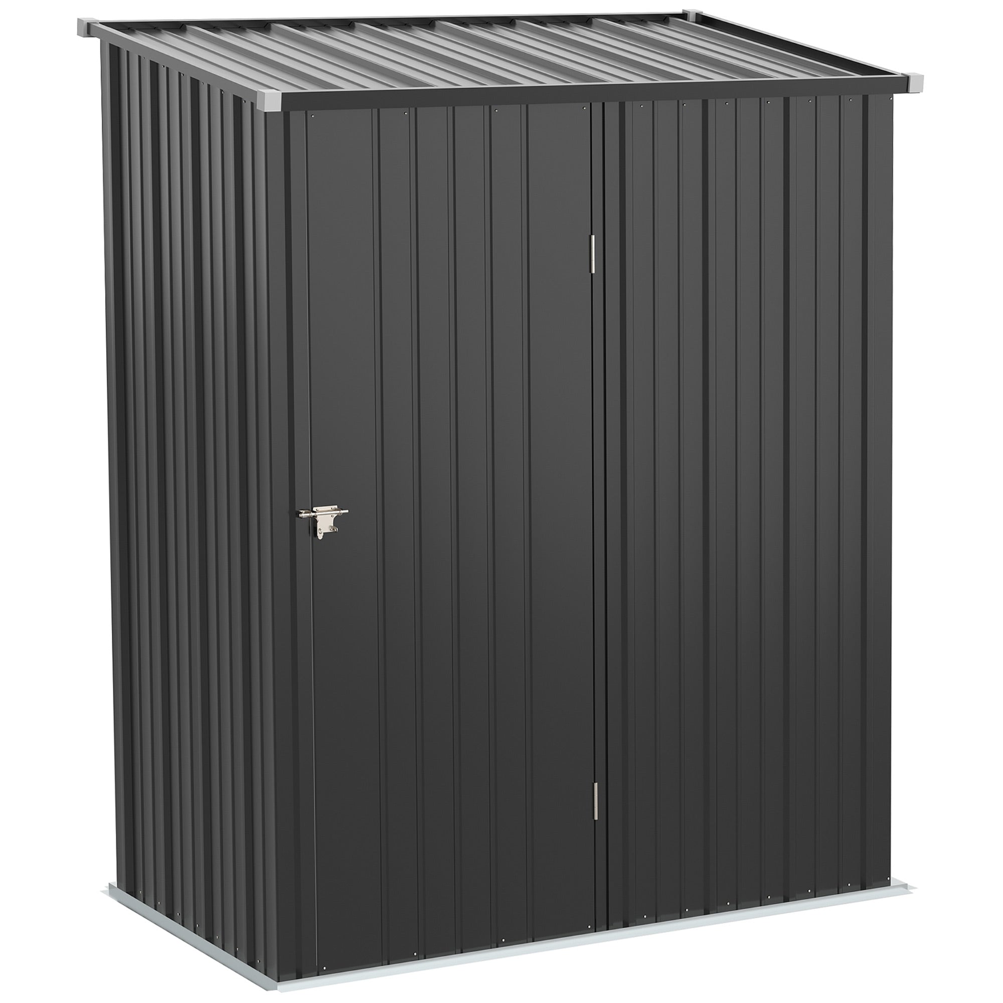 Easycomfort Casetta da Giardino Porta Utensili in Lamiera Acciaio with Serratura, 161.5x94.5x196cm, black