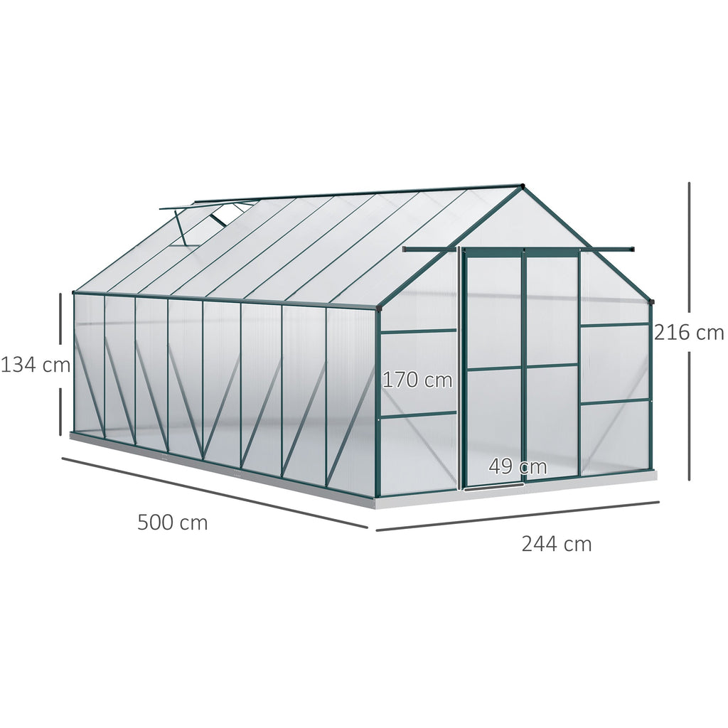 EasyComfort tuinkas polycarbonaat 244x500x216 cm groen