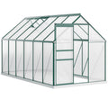 EASYCOMFORT Garden Greenhouse in Polycarbonate 190x375x199cm, with Opening Window and Sliding Door, Aluminum Structure, Green