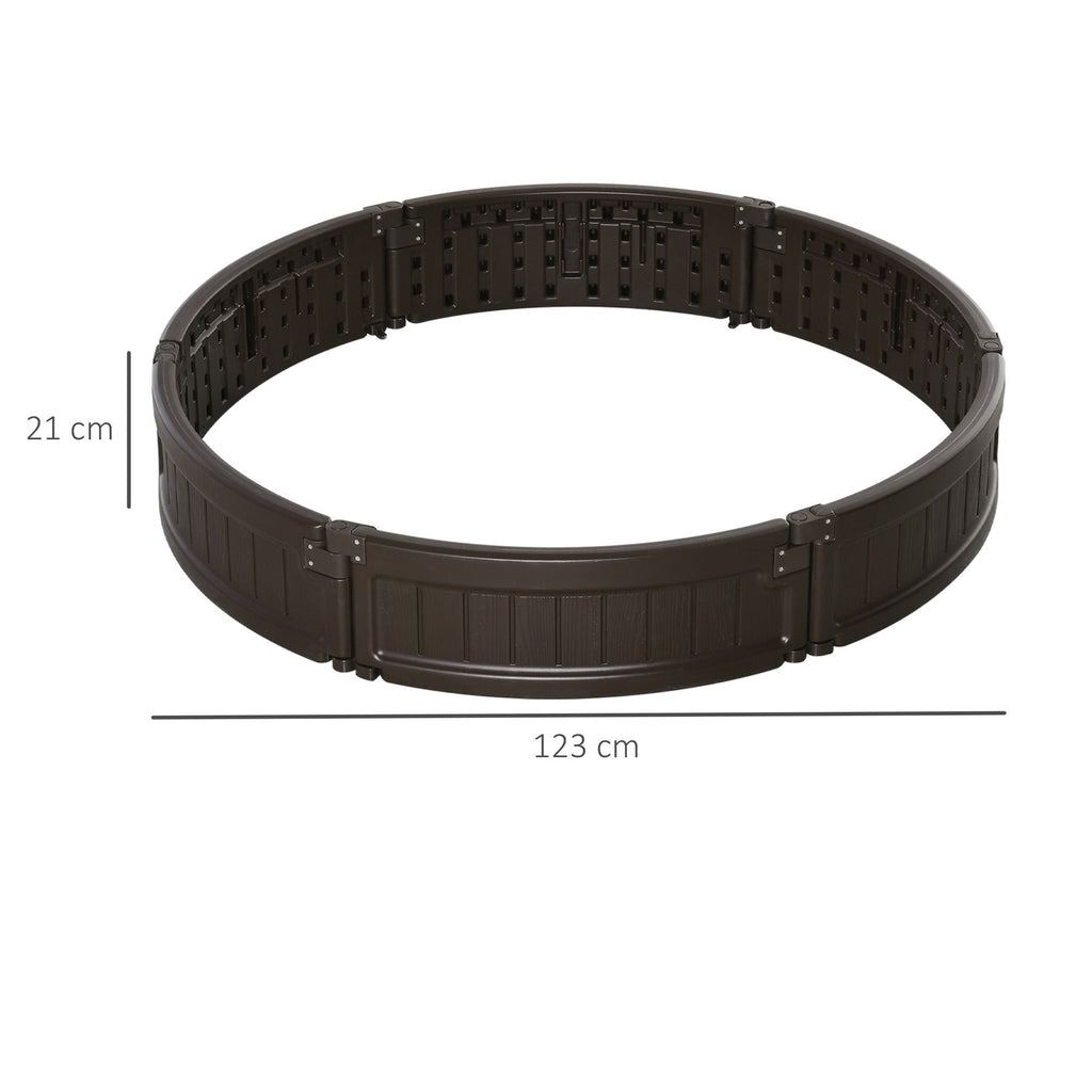 EASYCOMFORT Raised Garden Bed in HDPE, Round Outdoor Planter, Φ123x21cm, Brown
