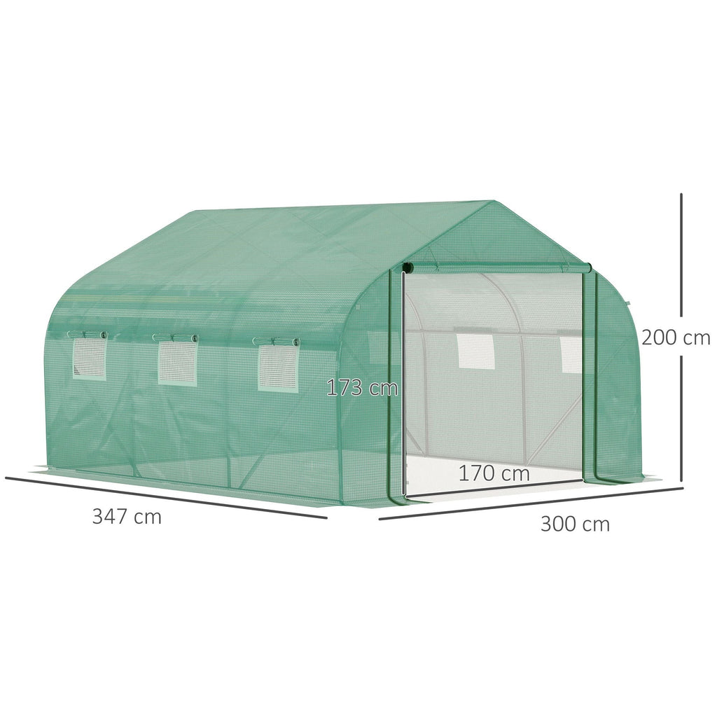 Easycomfort Serra a Tunnel with Copertura PE e Struttura in Acciaio, Porta Avvolgibile e 6 Finestre, 3.5x3x2m, Verde