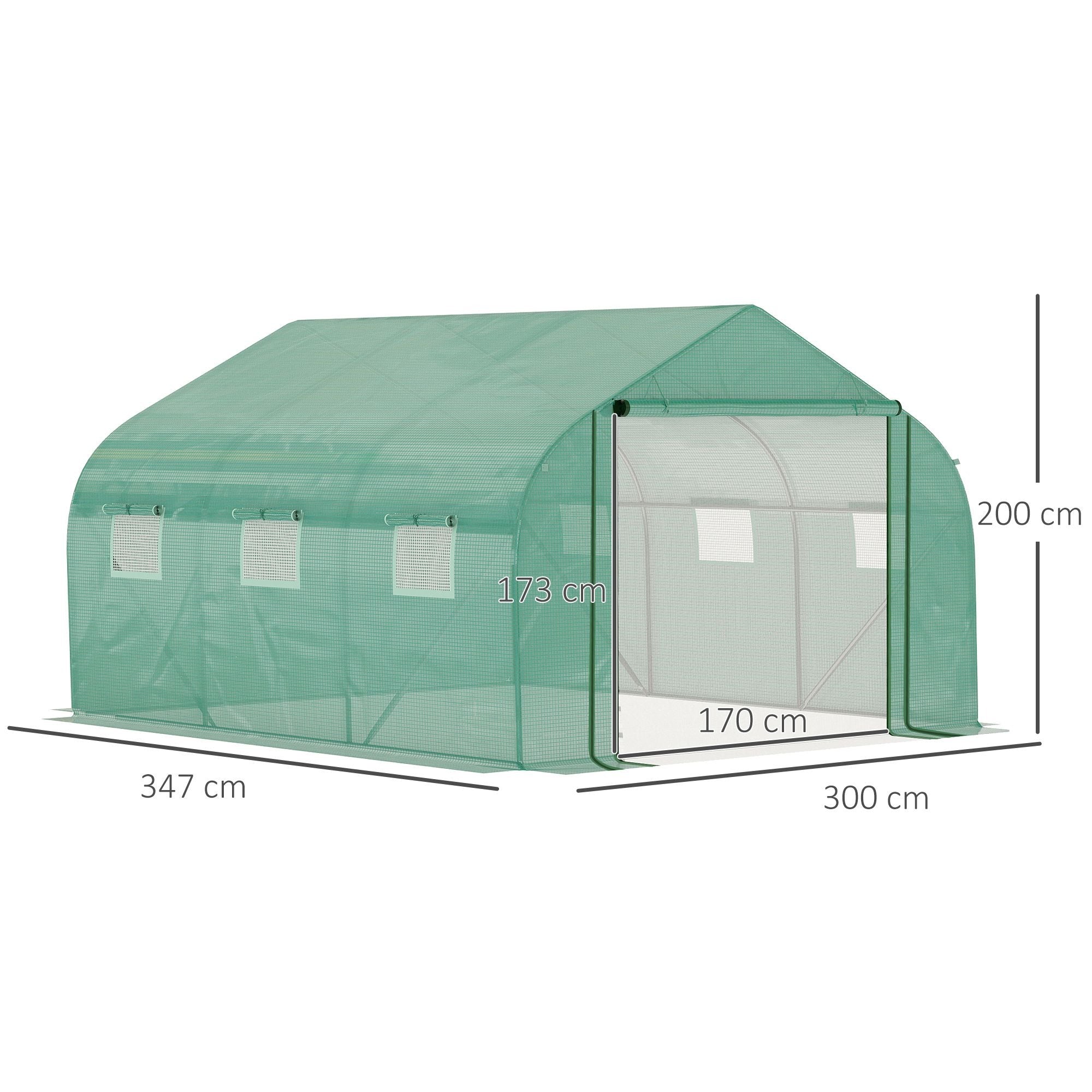 Easycomfort Serra a Tunnel with Copertura PE e Struttura in Acciaio, Porta Avvolgibile e 6 Finestre, 3.5x3x2m, Verde