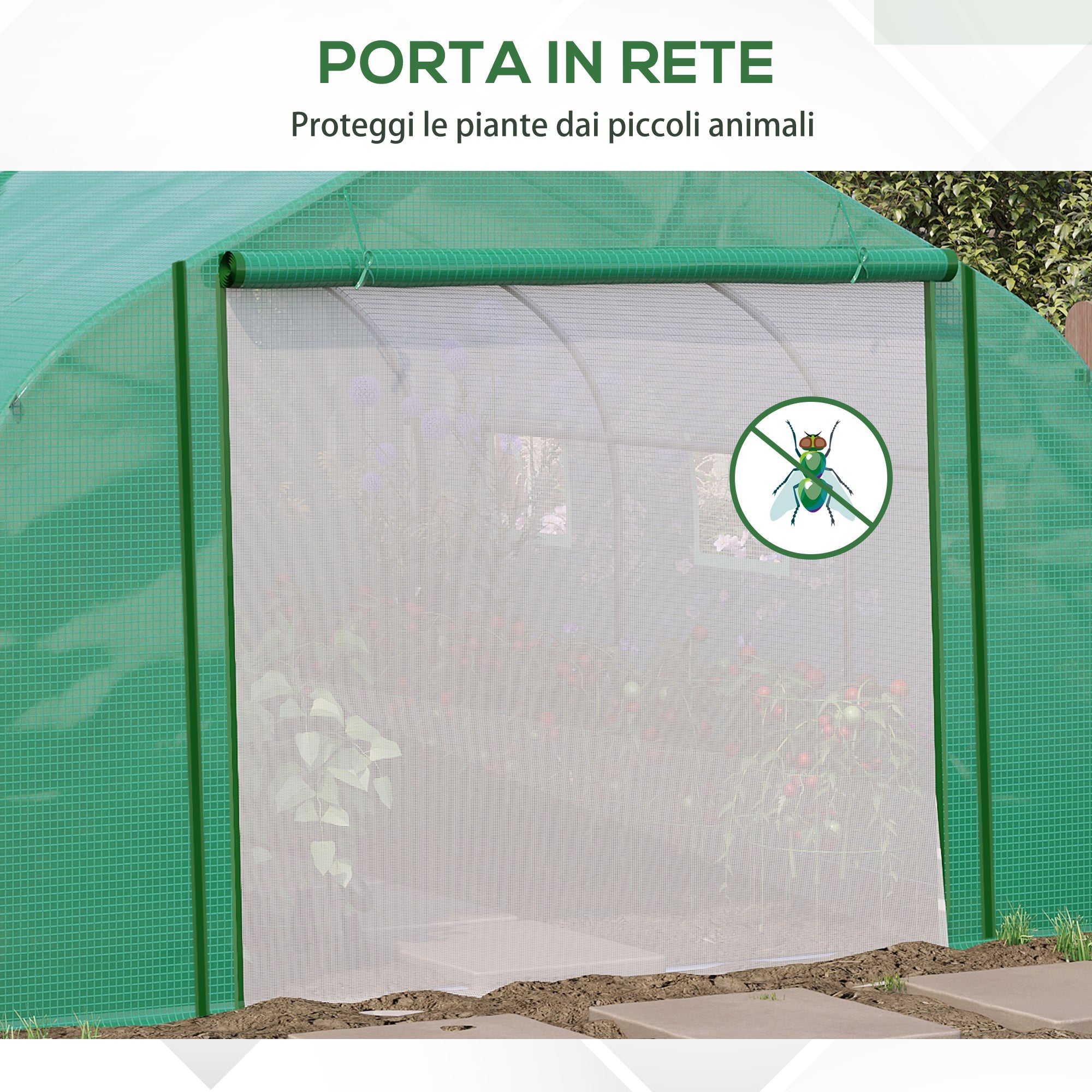Easycomfort Serra a Tunnel with Copertura PE e Struttura in Acciaio, Porta Avvolgibile e 6 Finestre, 3.5x3x2m, Verde