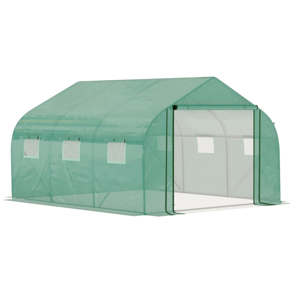 Easycomfort Serra a Tunnel with Copertura PE e Struttura in Acciaio, Porta Avvolgibile e 6 Finestre, 3.5x3x2m, Verde