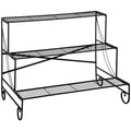 EASYCOMFORT Wrought Iron Plant Rack, 3-Tier Outdoor Pot Ladder, Black