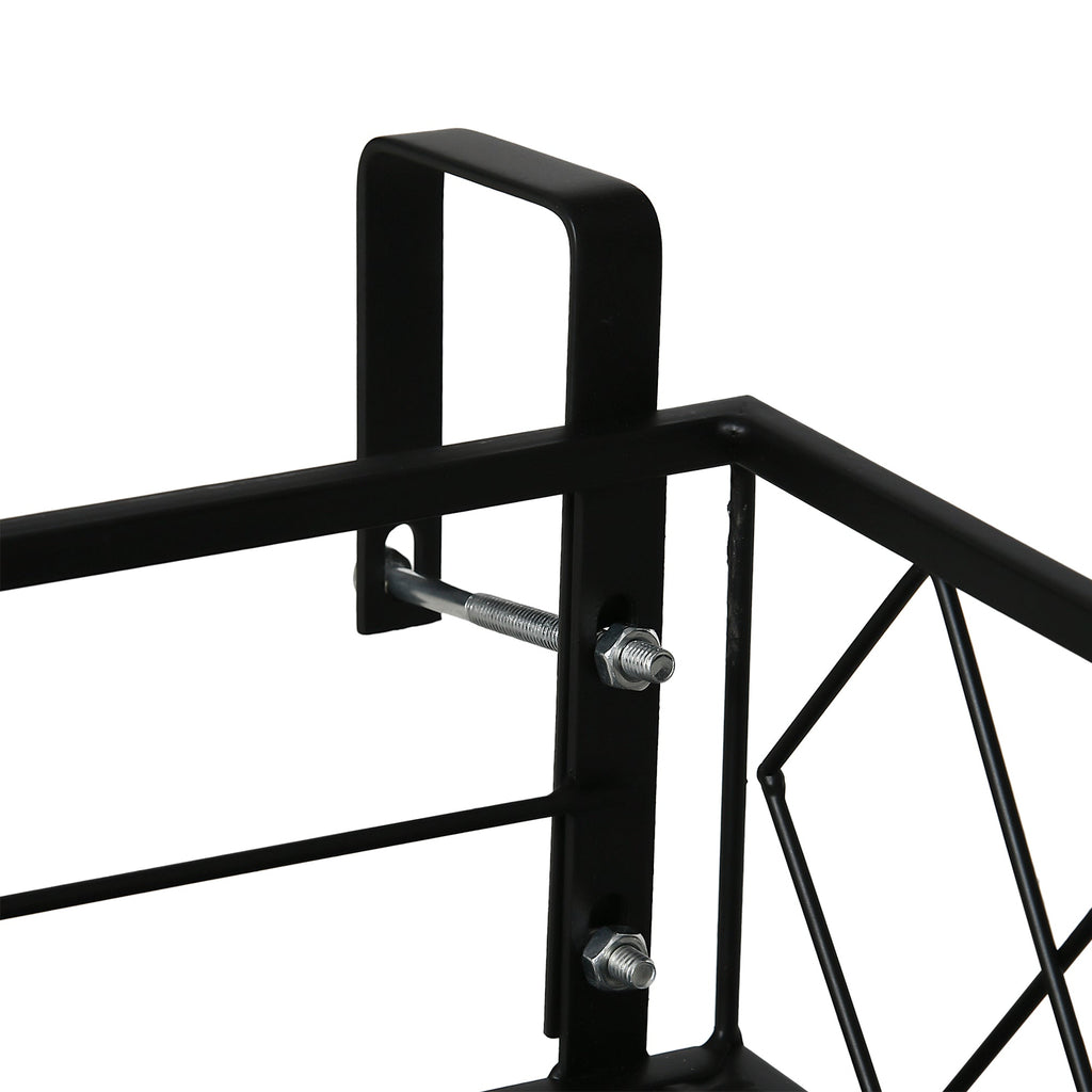 EASYCOMFORT Outdoor Planter Pot Holder with Hooks for Metal Balcony Railing, 100x31x12cm, Black