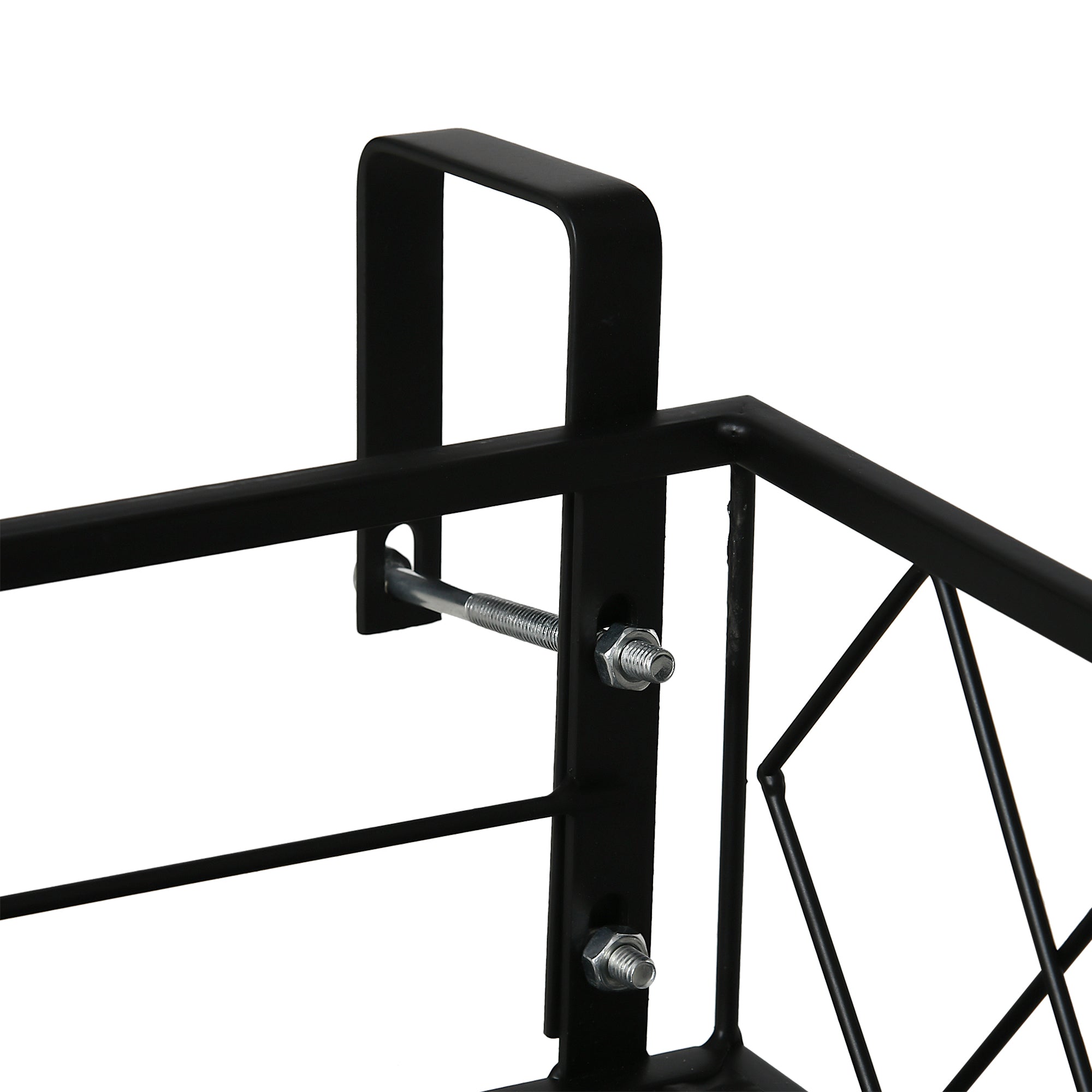 EASYCOMFORT Outdoor Planter Pot Holder with Hooks for Metal Balcony Railing, 100x31x12cm, Black