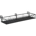 EASYCOMFORT Outdoor Planter Pot Holder with Hooks for Metal Balcony Railing, 100x31x12cm, Black