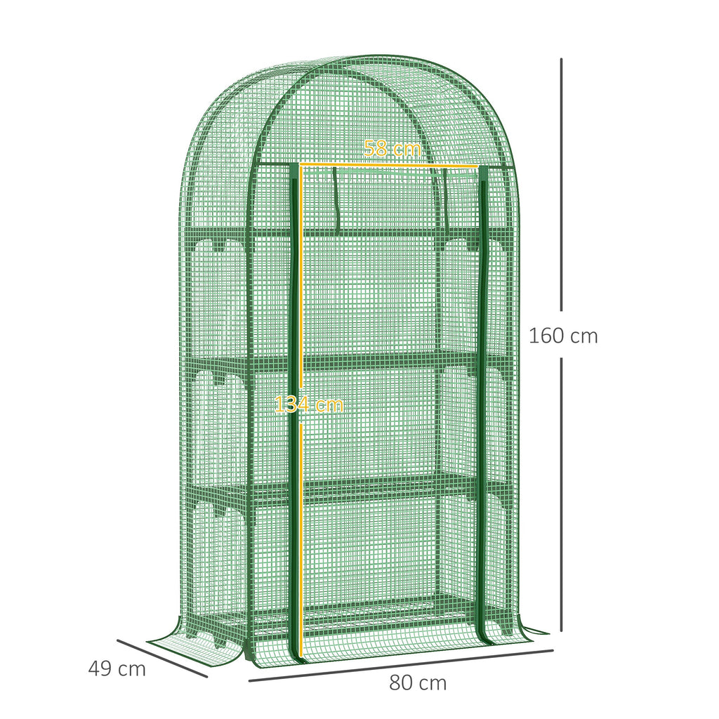 EasyComfort Tuinkas met metalen schappen en PE-afdekking, oproldeur 80x49x160 cm