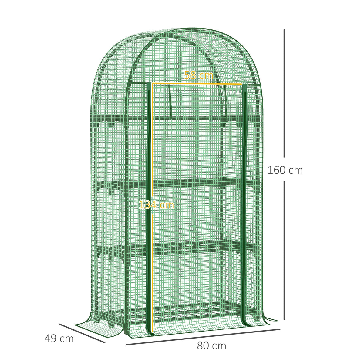 EasyComfort Tuinkas met metalen schappen en PE-afdekking, oproldeur 80x49x160 cm