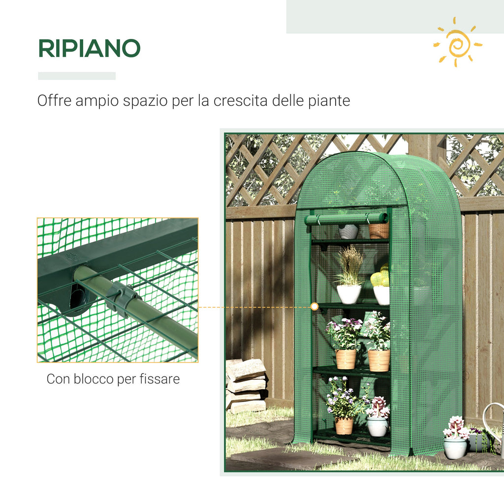 EasyComfort Tuinkas met metalen schappen en PE-afdekking, oproldeur 80x49x160 cm