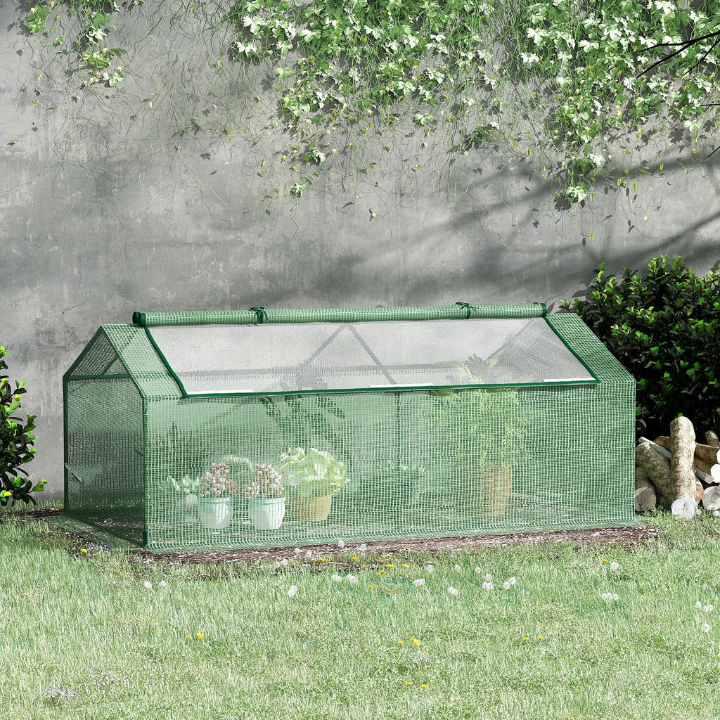 Easycomfort Serra Piccola per Giardino e Balcone with Finestre e Copertura in PE, 180x90x70cm, Verde