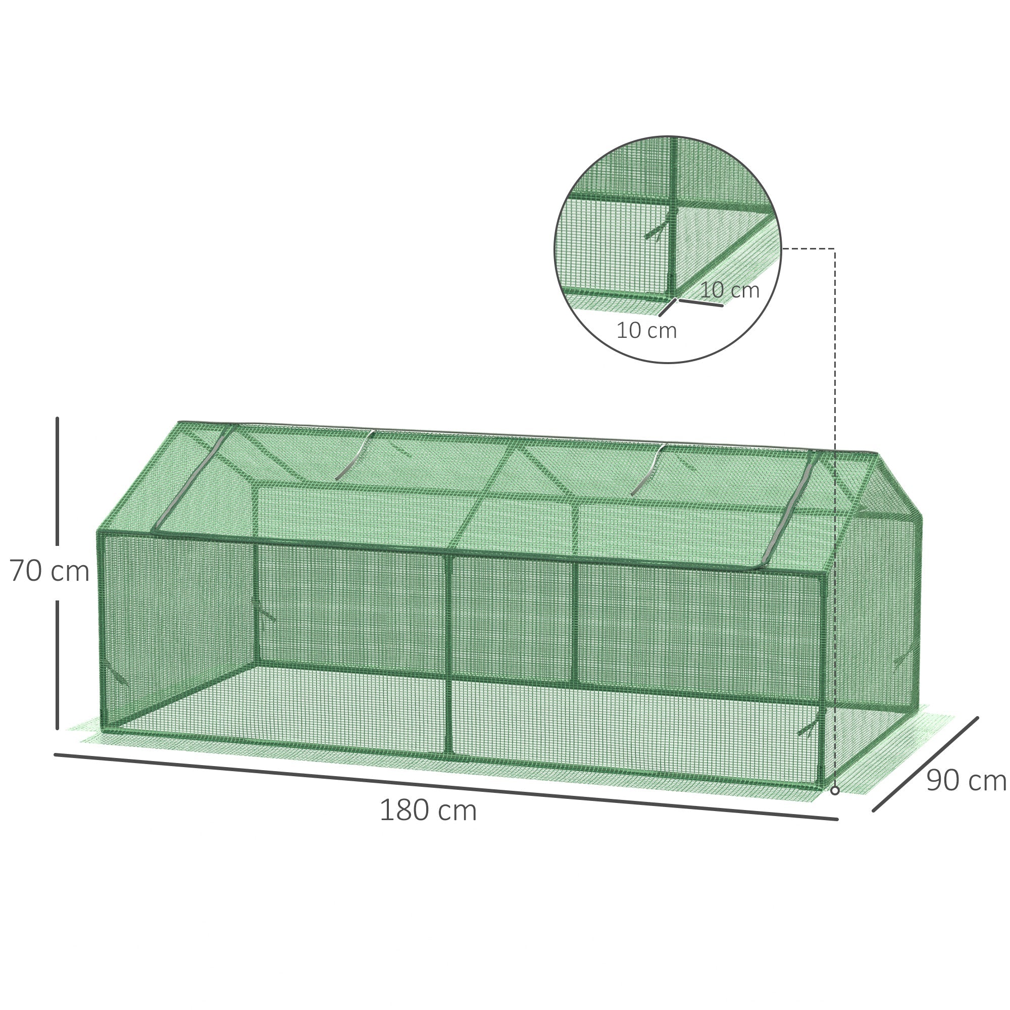 Easycomfort Serra Piccola per Giardino e Balcone with Finestre e Copertura in PE, 180x90x70cm, Verde