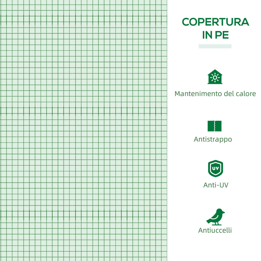 Easycomfort Serra Piccola per Giardino e Balcone with Finestre e Copertura in PE, 180x90x70cm, Verde