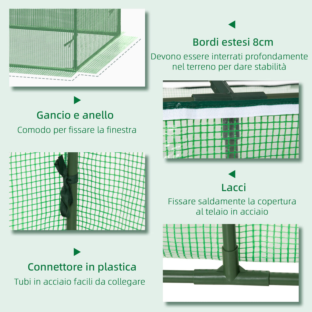 Easycomfort Serra Piccola per Giardino e Balcone with Finestre e Copertura in PE, 180x90x70cm, Verde