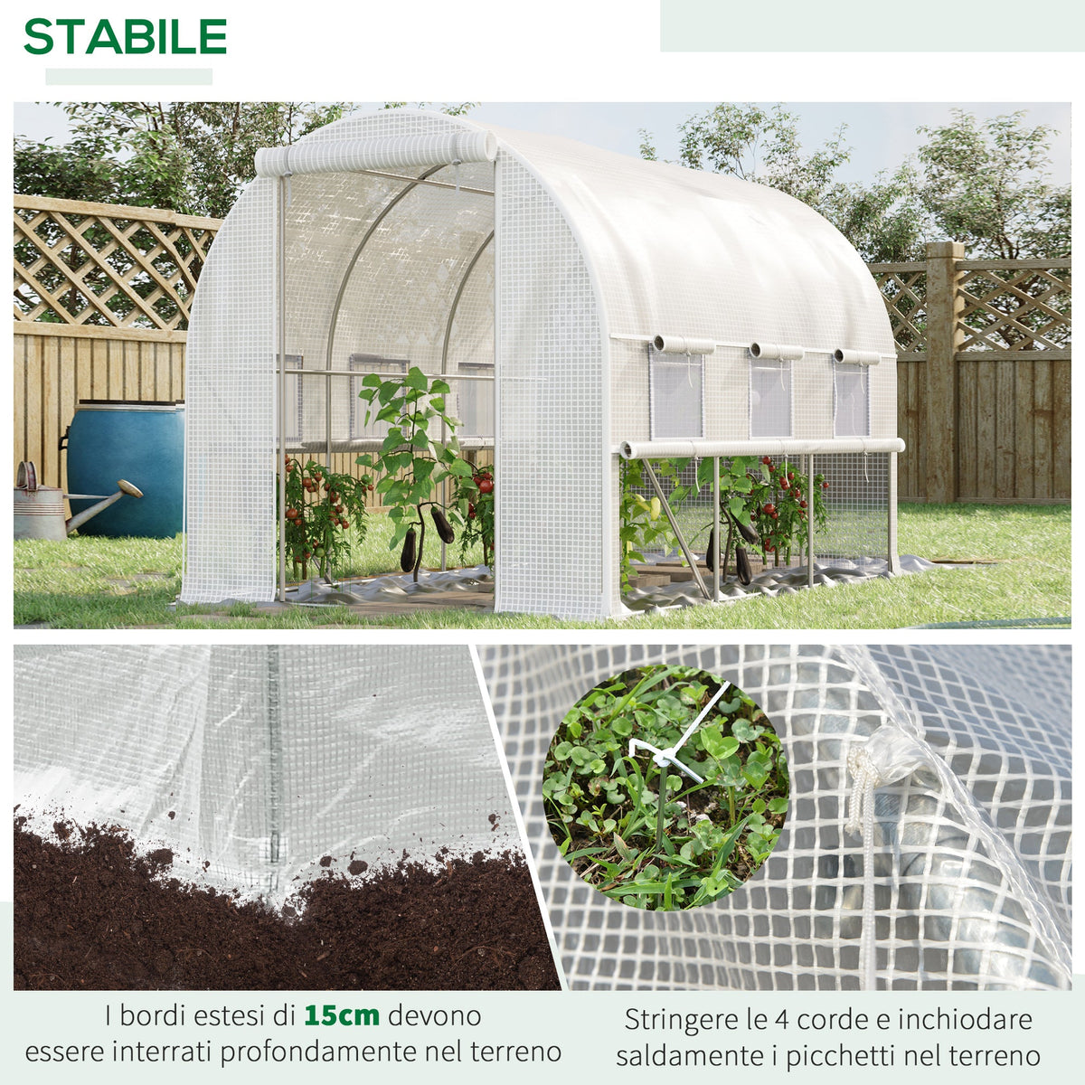 EASYCOMFORT Kas 3x2x2 m | Stalen frame & PE-afdekking