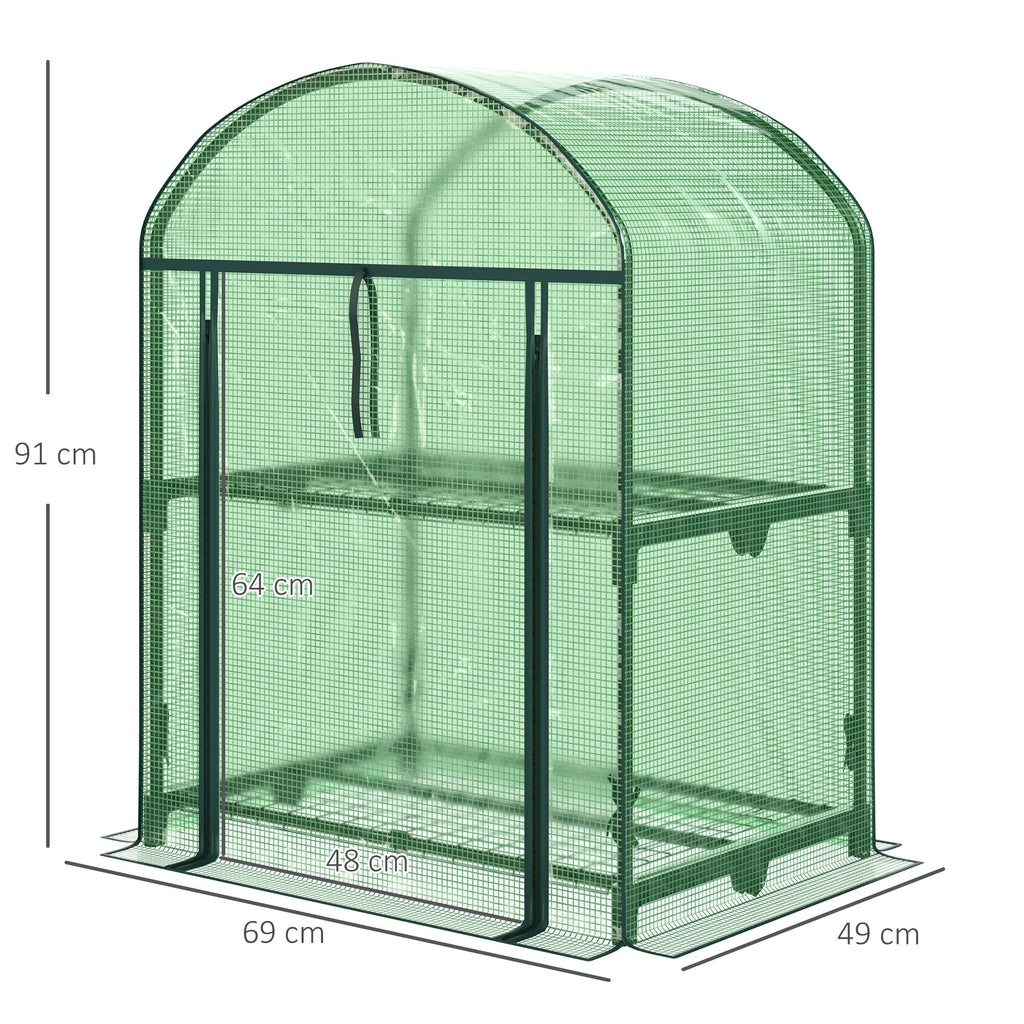 EasyComfort Mini Garden Greenhouse - Tuinkas met 2 metalen schappen, 69x49x92 cm