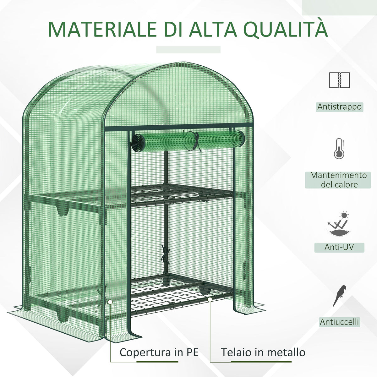 EasyComfort Mini Garden Greenhouse - Tuinkas met 2 metalen schappen, 69x49x92 cm