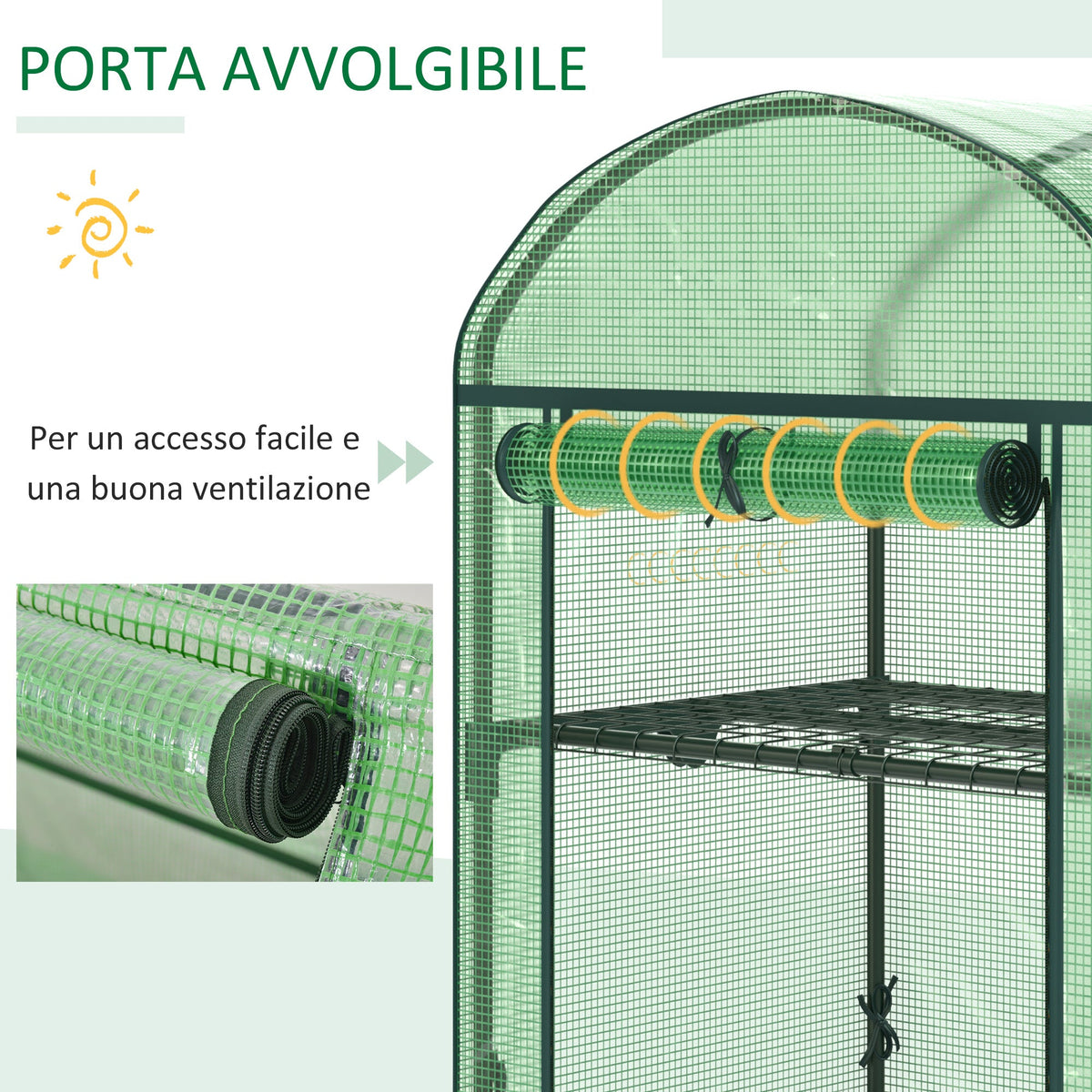 EasyComfort Mini Garden Greenhouse - Tuinkas met 2 metalen schappen, 69x49x92 cm