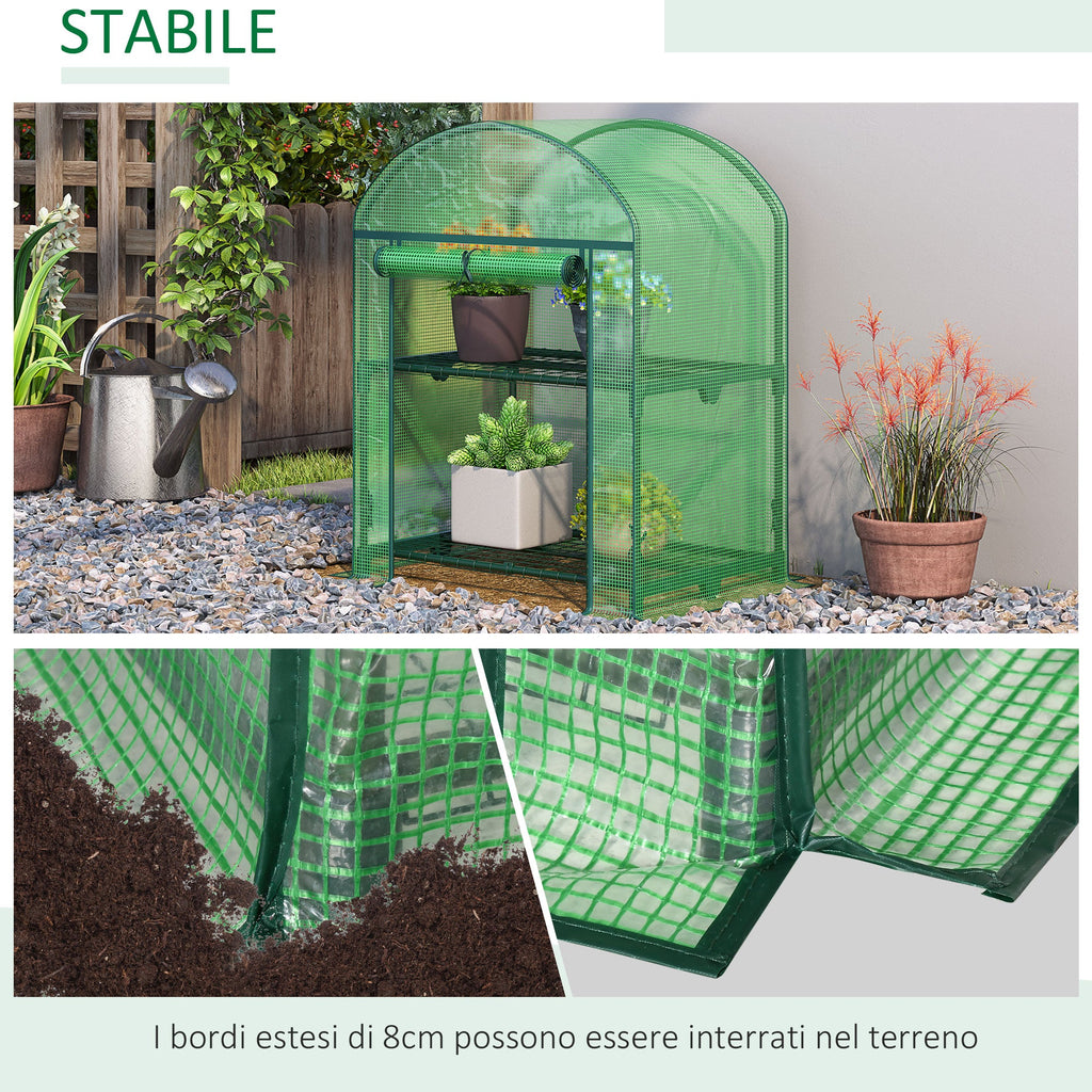 EasyComfort Mini Garden Greenhouse - Tuinkas met 2 metalen schappen, 69x49x92 cm