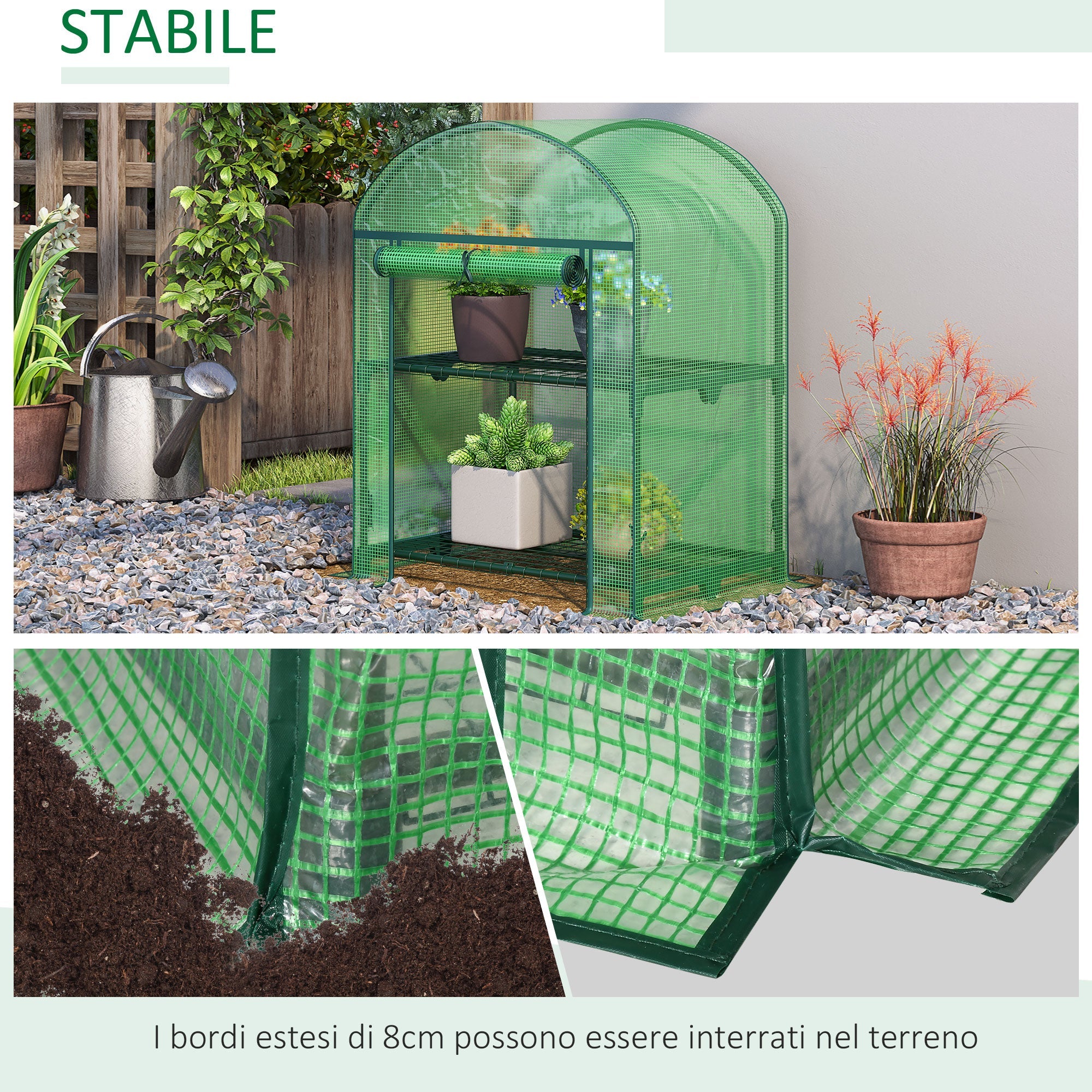 EasyComfort Mini Garden Greenhouse - Tuinkas met 2 metalen schappen, 69x49x92 cm