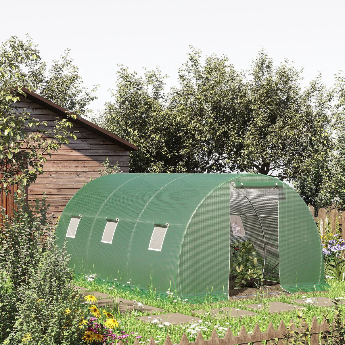 EasyComfort Tunnelserre 4.5x3x2m met PE-hoes en 6 ramen