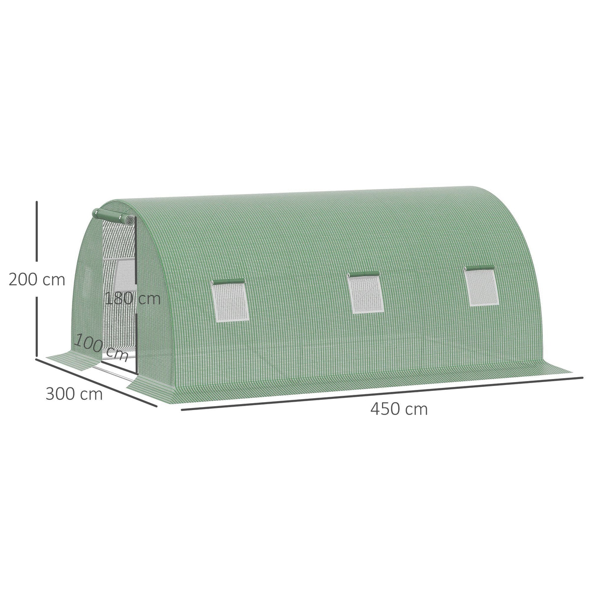 EasyComfort Tunnelserre 4.5x3x2m met PE-hoes en 6 ramen
