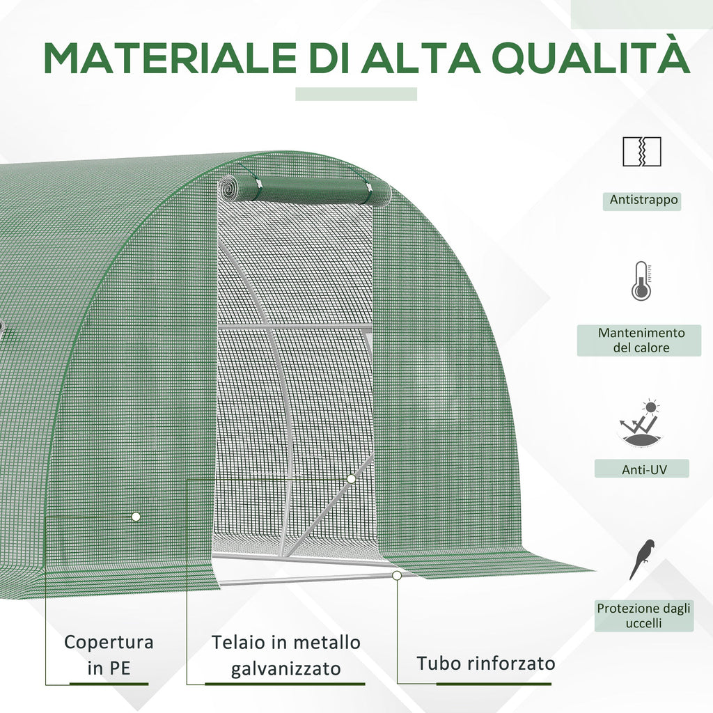 EasyComfort Tunnelserre 4.5x3x2m met PE-hoes en 6 ramen