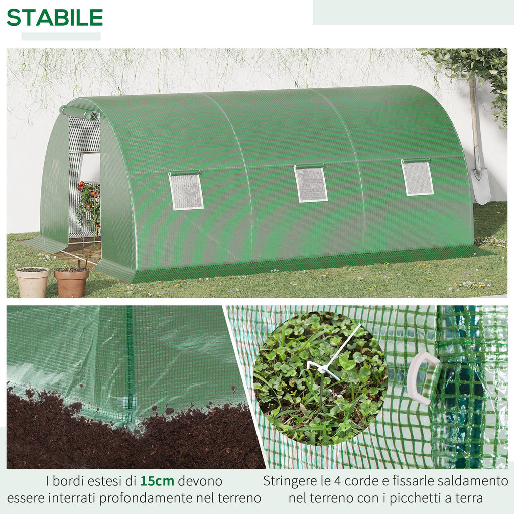 EasyComfort Tunnelserre 4.5x3x2m met PE-hoes en 6 ramen