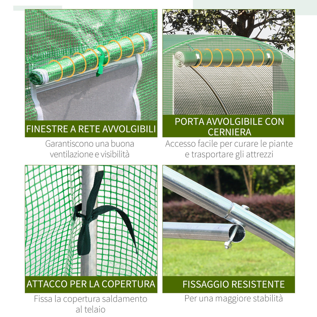 EasyComfort Tunnelserre 4.5x3x2m met PE-hoes en 6 ramen