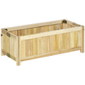 EASYCOMFORT Folding Outdoor Wooden Planter with Draining Base, 70x30x25cm