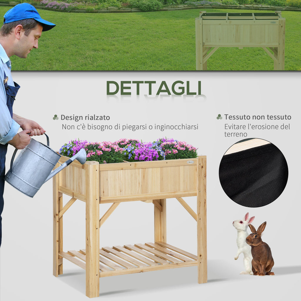 Easycomfort Letto per Orto Rialzato with 6 Scomparti in Legno di Abete, 78.5x58x81cm