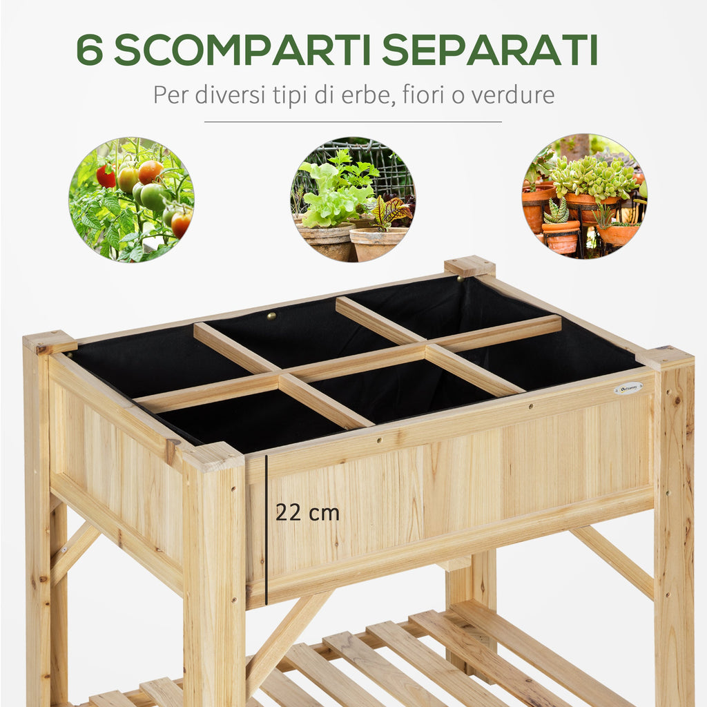 Easycomfort Letto per Orto Rialzato with 6 Scomparti in Legno di Abete, 78.5x58x81cm