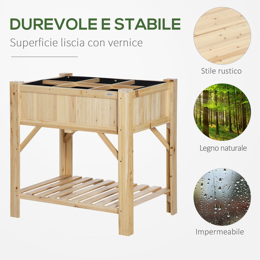 Easycomfort Letto per Orto Rialzato with 6 Scomparti in Legno di Abete, 78.5x58x81cm