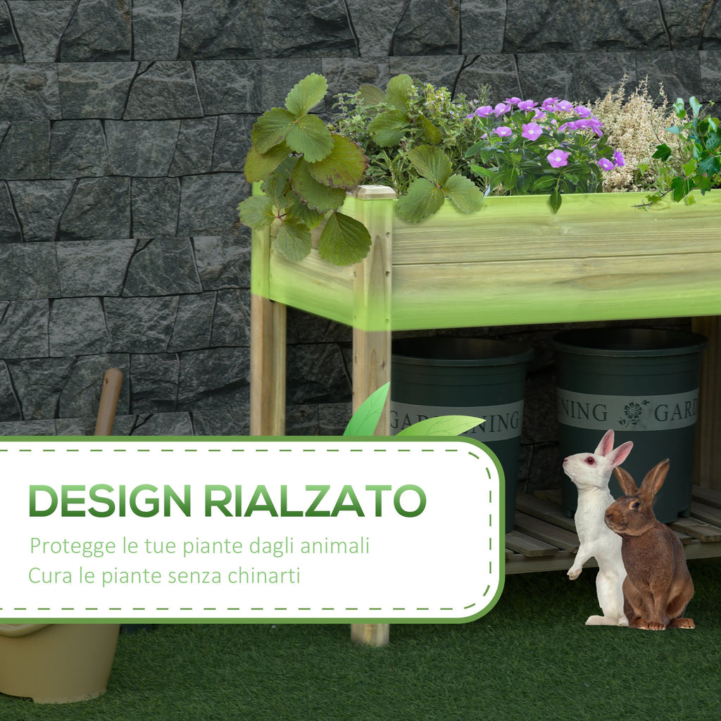 EASYCOMFORT Raised Wooden Planter with Legs and Lower Shelf for Garden and Balcony 91x51x76cm